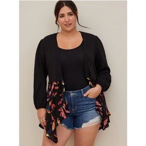 Torrid Open Front Kimono Cardigan Sz 5X Gauzy Lightweight Whimsy Fairy Hem Boho